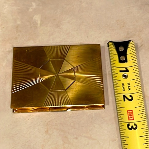 Vintage Volupte Compact Case Mirror Gold Tone Geometric Design Circa 1950’s EUC - Picture 13 of 15
